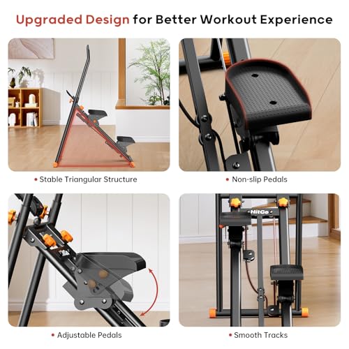 Foldable Stair Stepper Machine with Adjustable Handlebar & Pedals D4939