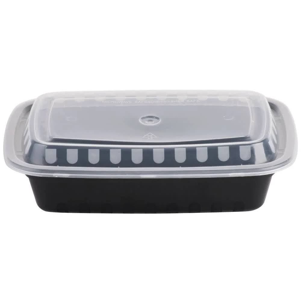 24 oz Black Microwavable Food Container with Lid W39844