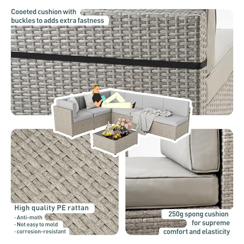 7-Piece All-Weather Wicker Patio Sectional Sofa Set with Washable Cushions S83890