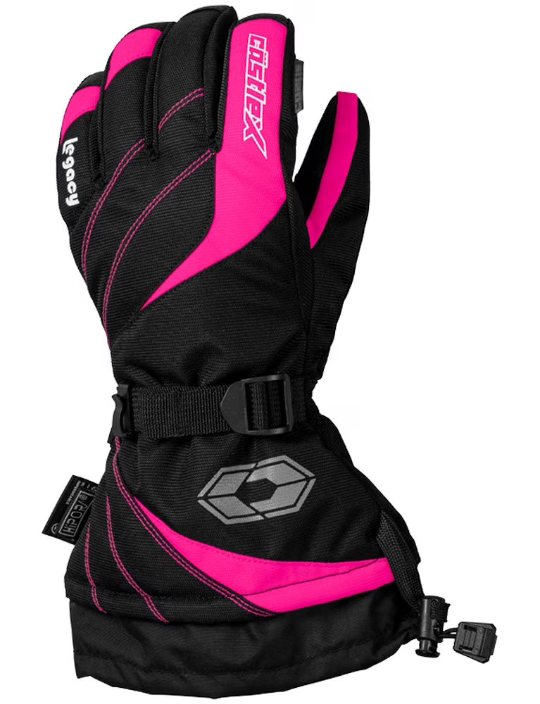 Black/Pink Glo XXL Snowmobile Gloves D736