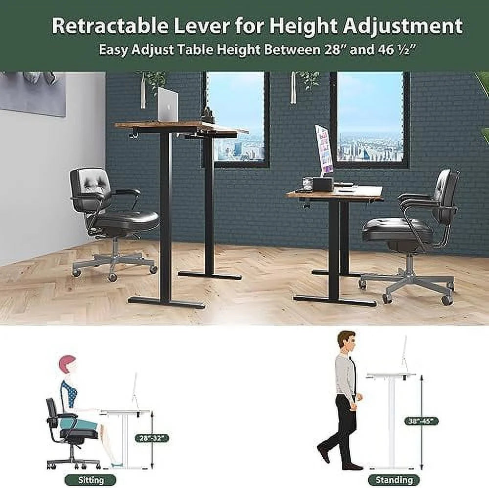 Height Adjustable 44 Inches Manual Standing Desk Black S581