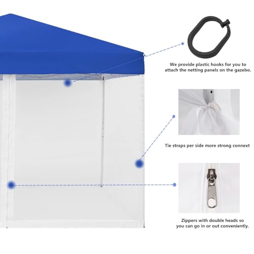 Black 4-Panel Mosquito Net for Gazebo Canopy 10' x 10' with Double Door K225158