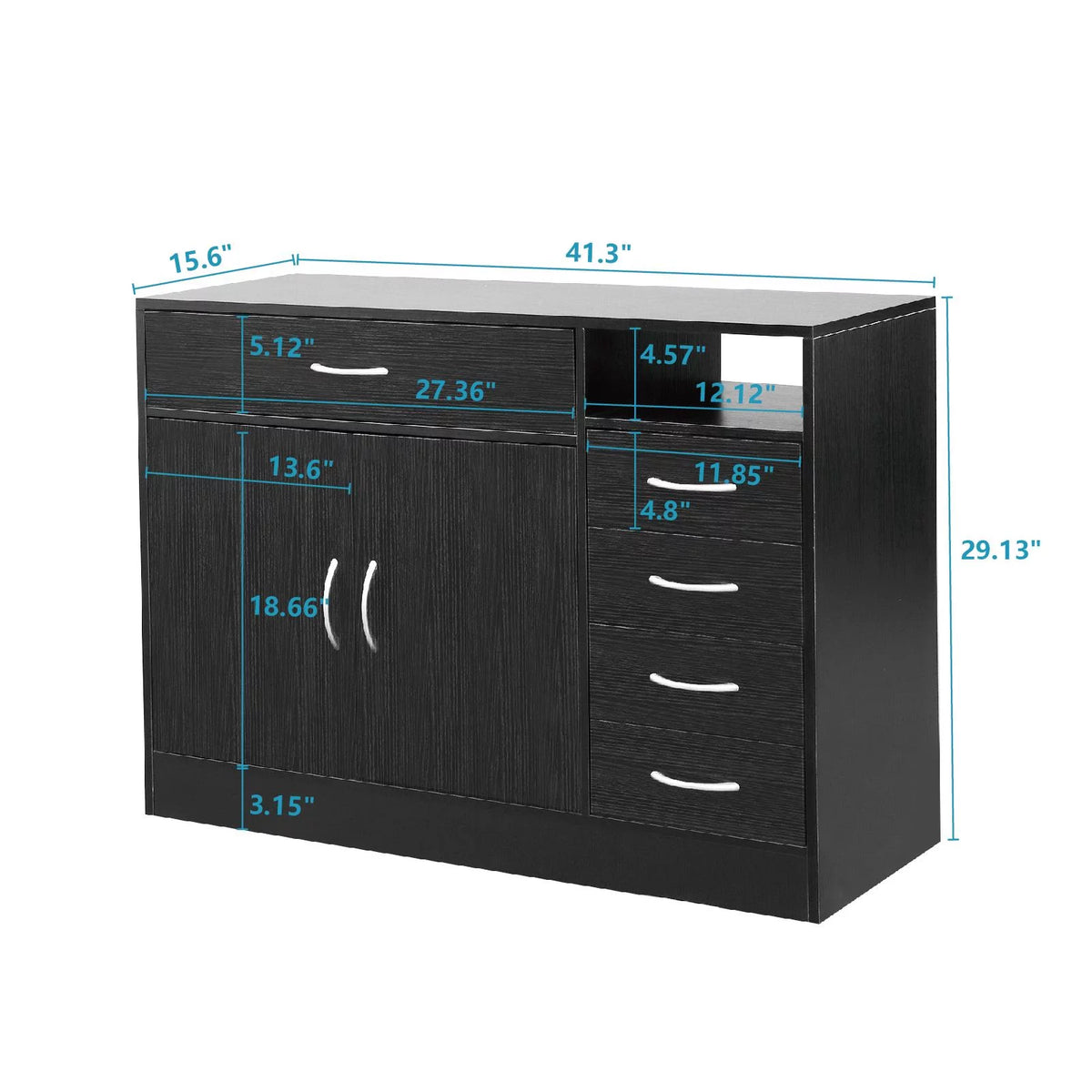 Black 5-Drawer Chest Dresser Storage Cabinet F584
