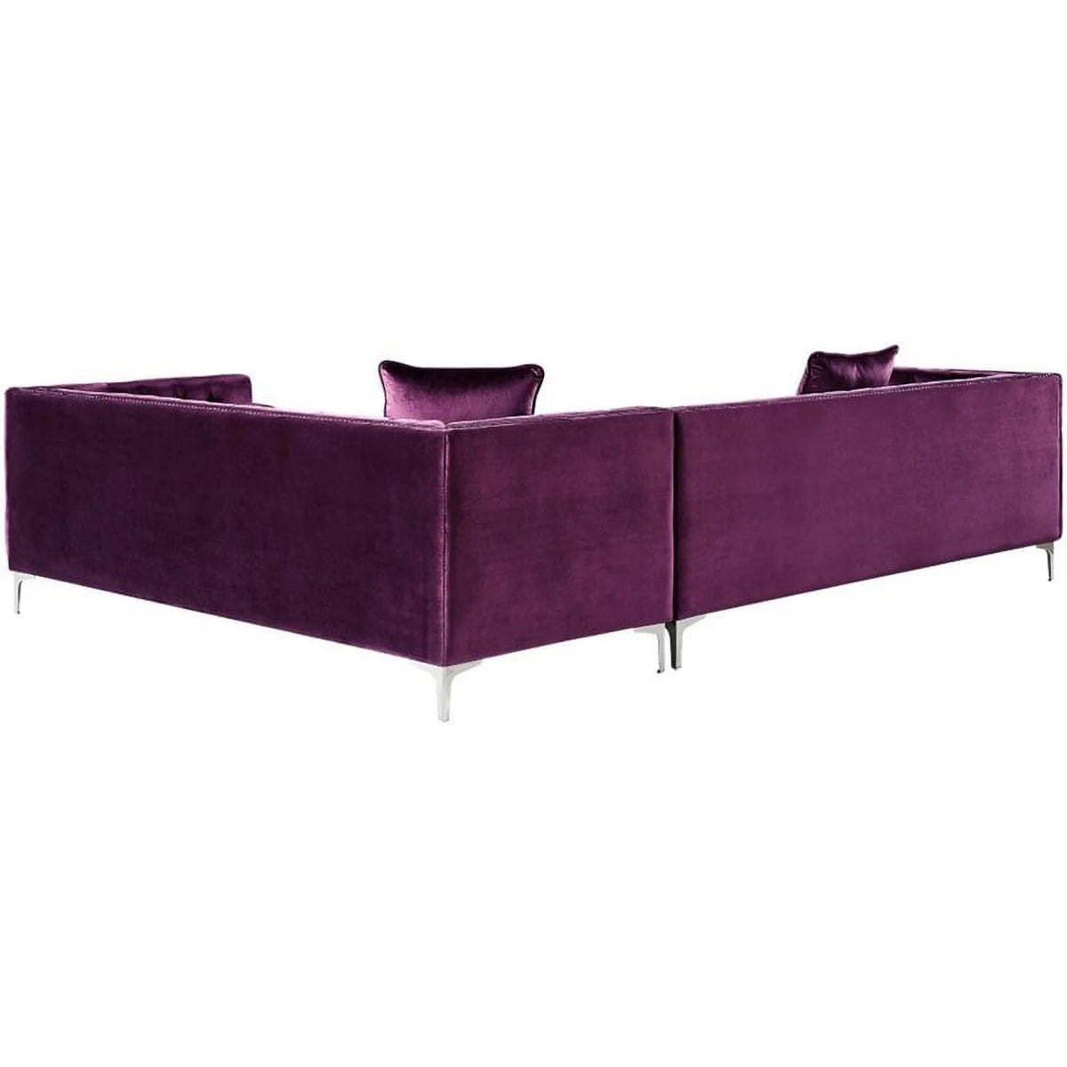 Velvet Right Facing Corner Sectional Sofa in Purple Z236