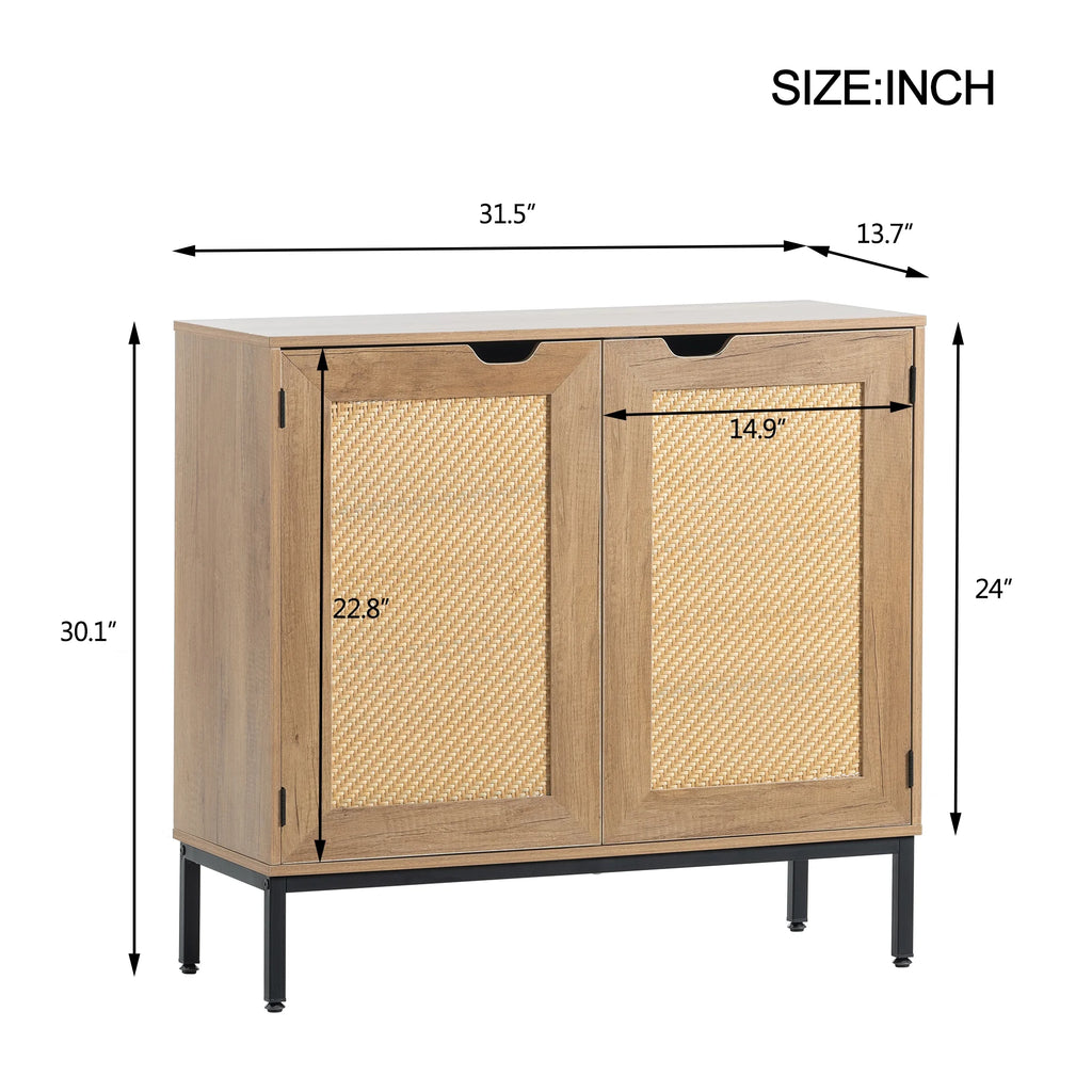 Rustic Accent Storage Cabinet with 2 Rattan Doors S61910