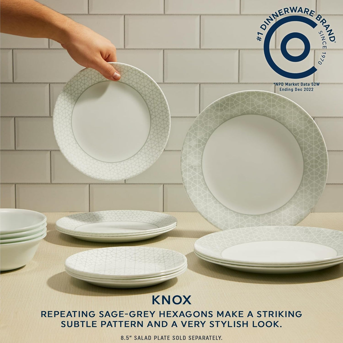 18 Piece Glass Dinnerware Set, Service for 6, 28 oz Soup Bowls Set of 6 O7783