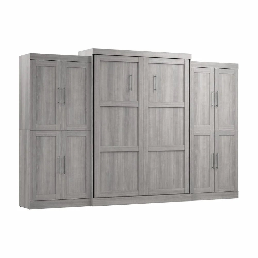 Queen Murphy Bed with Storage Cabinets in Gray V54961