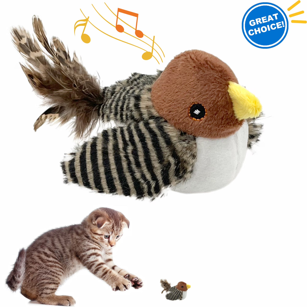 Interactive Electronic Cat Toy with Feather Tail P8085