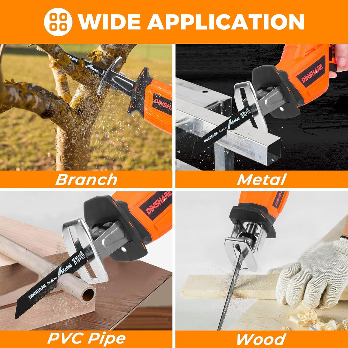 Cordless Reciprocating Saw, 20V 2.0Ah, 6 Saw Blades, Pack of 2 X32829