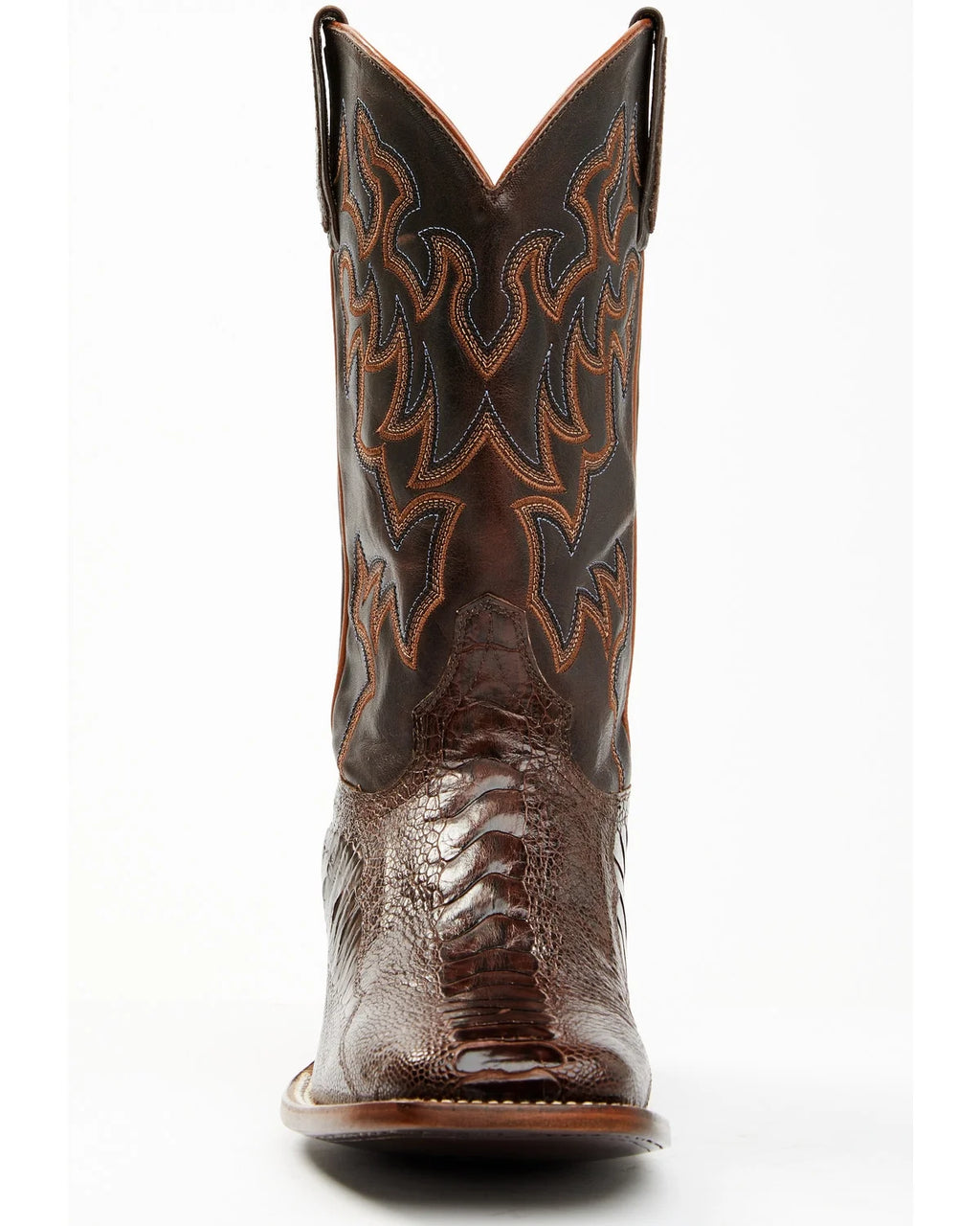 Antique Cafe Ostrich Leg Exotic Western Boot Broad Square Toe Brown 8.5 D(M) US T609495