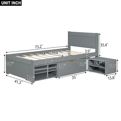 White Full Size Wood Platform Bed with Storage J2788