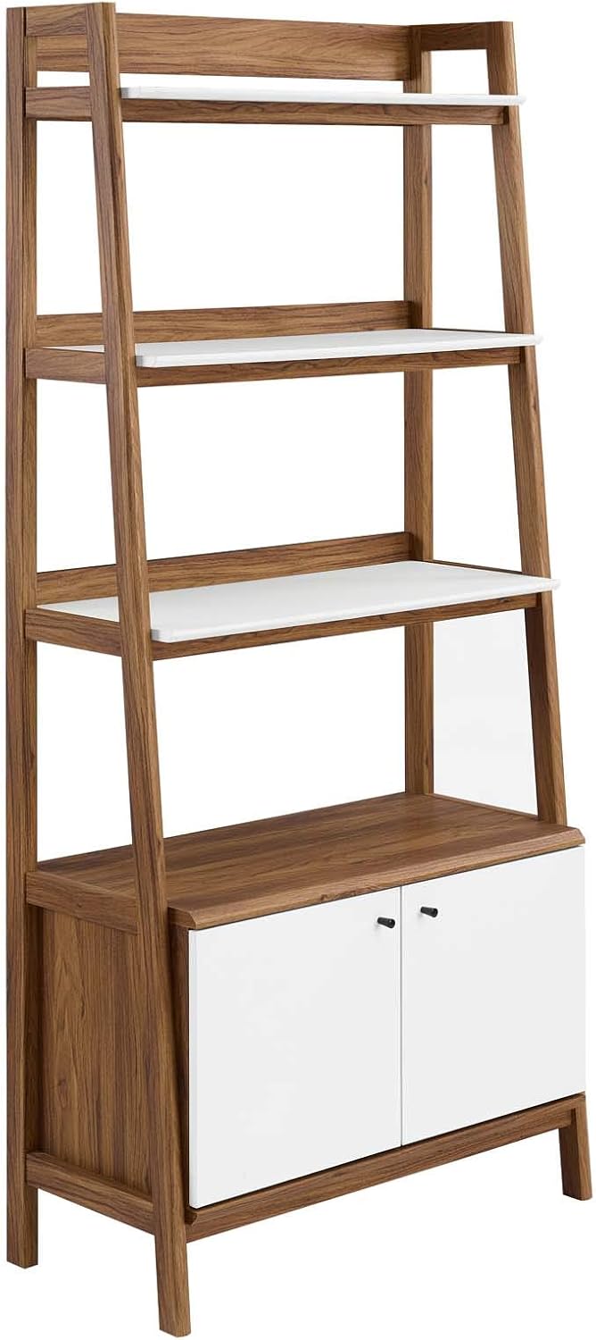 21 Inch Walnut White Bookshelf Display Case K947