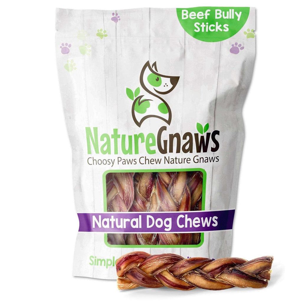 Braided Bully Sticks for Dogs Natural Beef Bones A16532