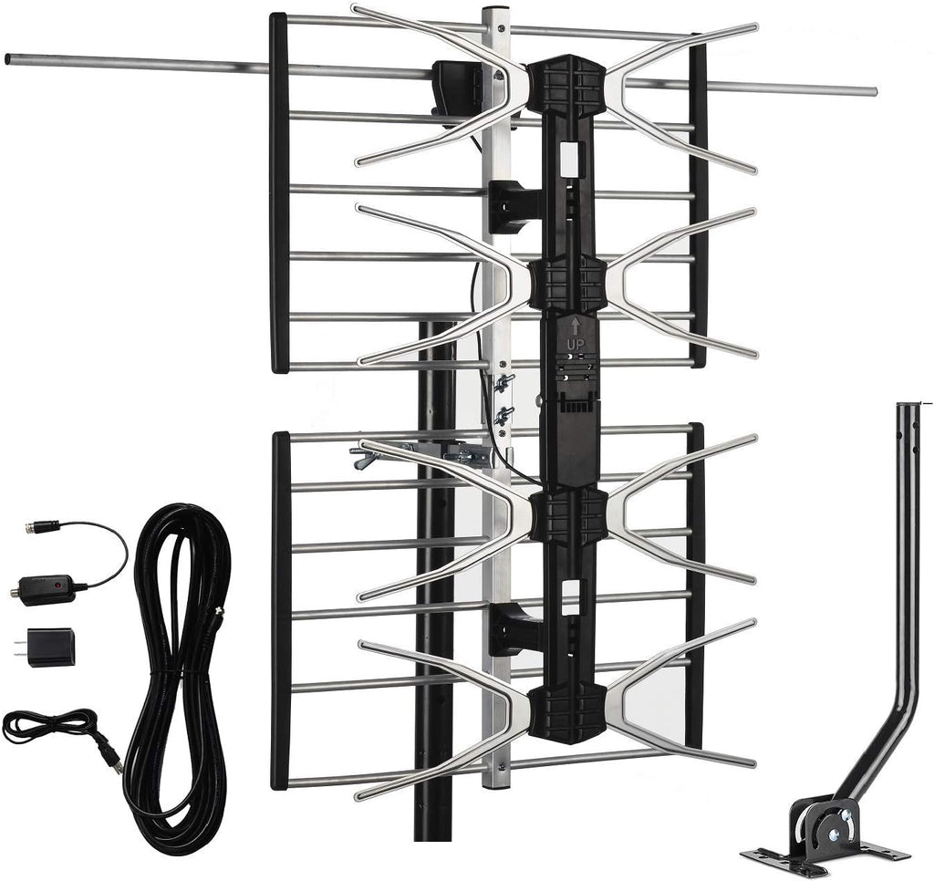 HDTV Digital Outdoor Antenna Amplified 150 Miles Long Range UHF/VHF with 40 Feet RG6 Coaxial Cable D907278