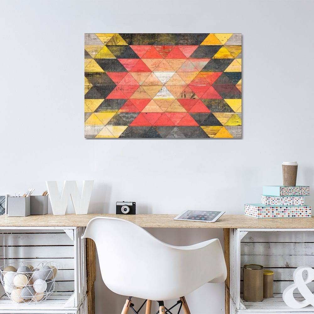 Reclaimed Triangle Pattern Print Canvas Art W34098