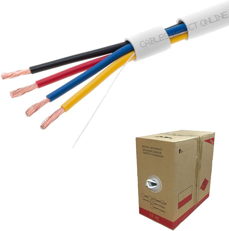 500FT 16/2 Bulk Speaker Wire 16AWG CL2 in Wall Audio Cable Pack of 2 Z65097