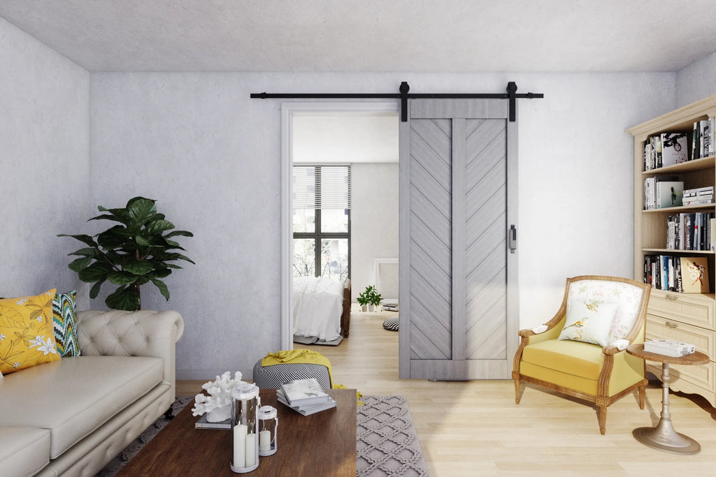 36 inches x 84 inches Herringbone Alder Sliding Barn Door with Hardware Kit V569925