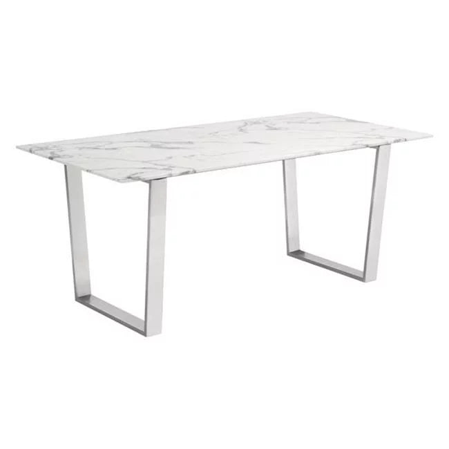 Dining Table Stone & Brushed Stainless Steel N213