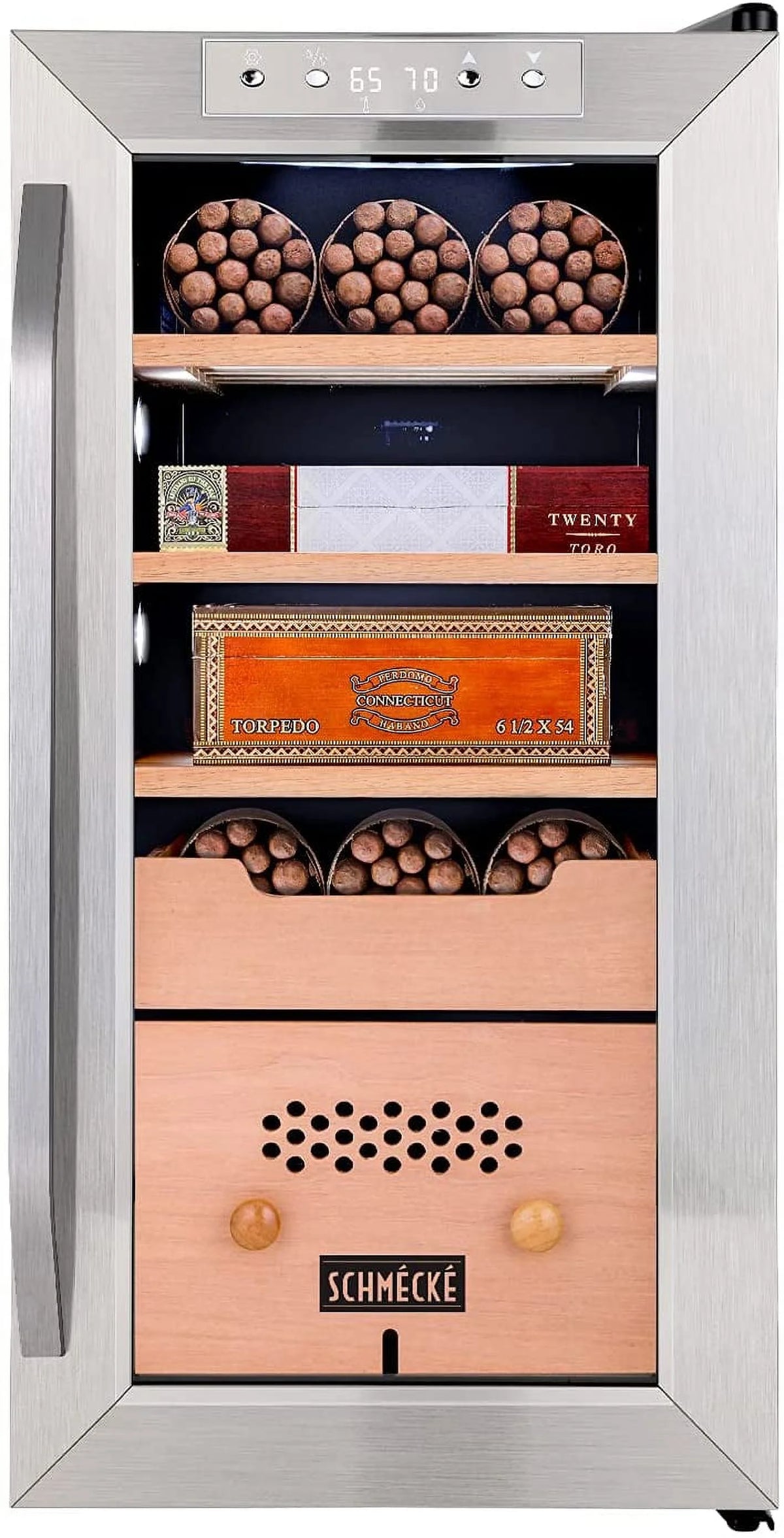 250 Cigar Cooler Humidor with Humidity Control Stainless Steel C543654