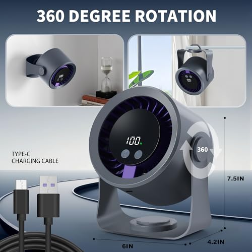 Rechargeable Portable Desktop Circulation Fan with 4000mAh Battery Z33454
