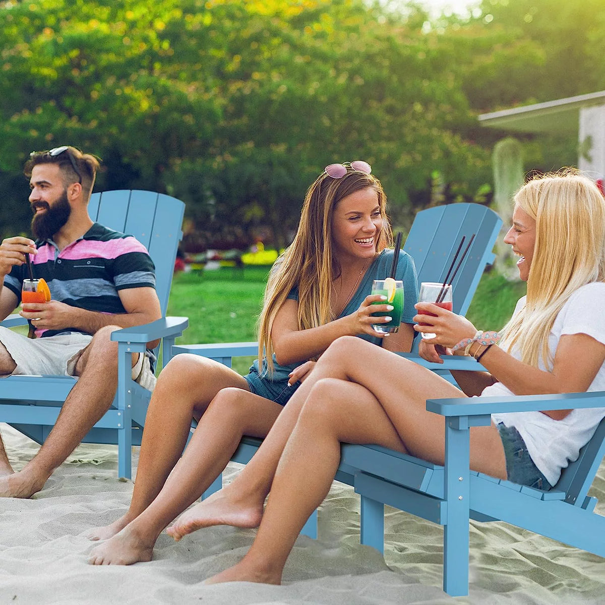 Blue Weather Resistant Plastic Adirondack Chairs B305382
