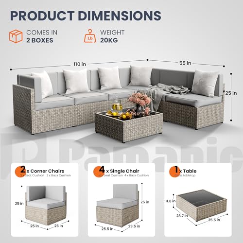 7-Piece All-Weather Wicker Patio Sectional Sofa Set with Washable Cushions S83890