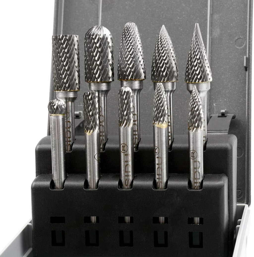 10pcs 1/4 Inch Shank Double Cut Carbide Rotary Burr Set S23297