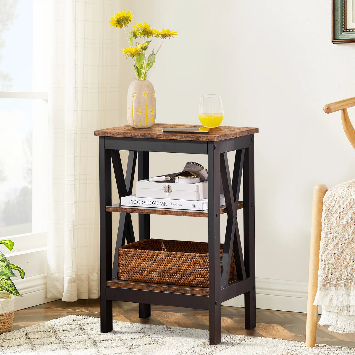 Set of 2 Nightstand with 3-Tier Shelf U58030
