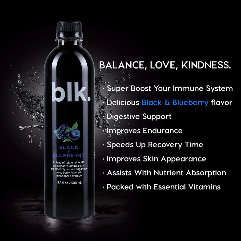 Black & Blueberry Fulvic Enriched Mineral Bottled Water 16.9oz (12 Pack) E505