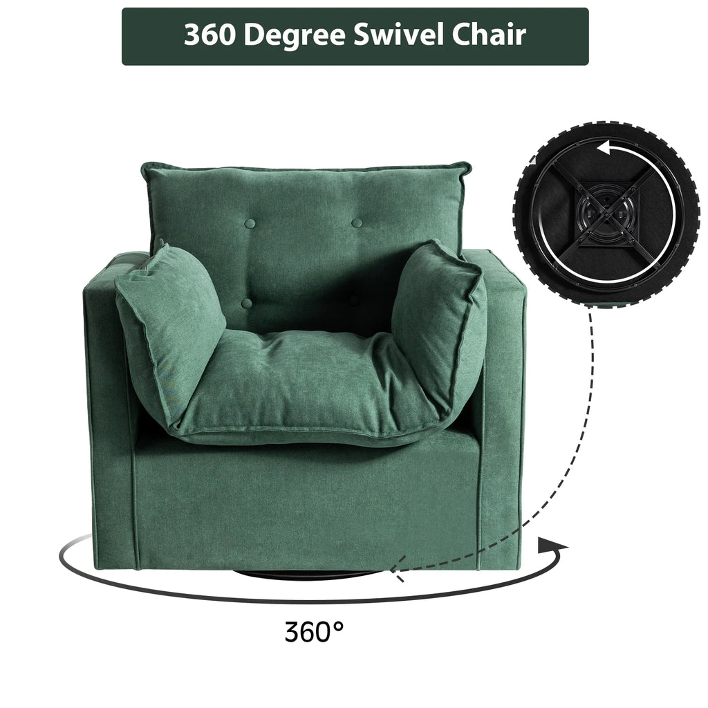 Green Upholstered Swivel Accent Chair F27353