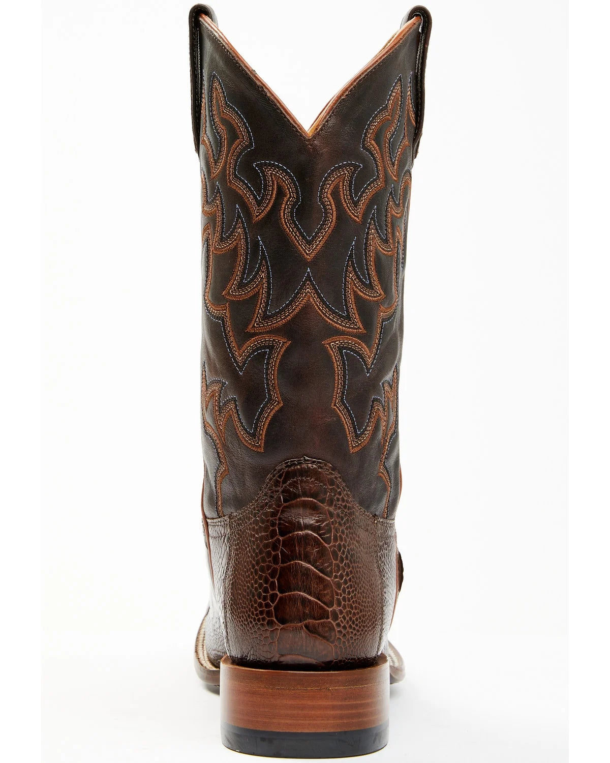 Antique Cafe Ostrich Leg Exotic Western Boot Broad Square Toe Brown 8.5 D(M) US T609495