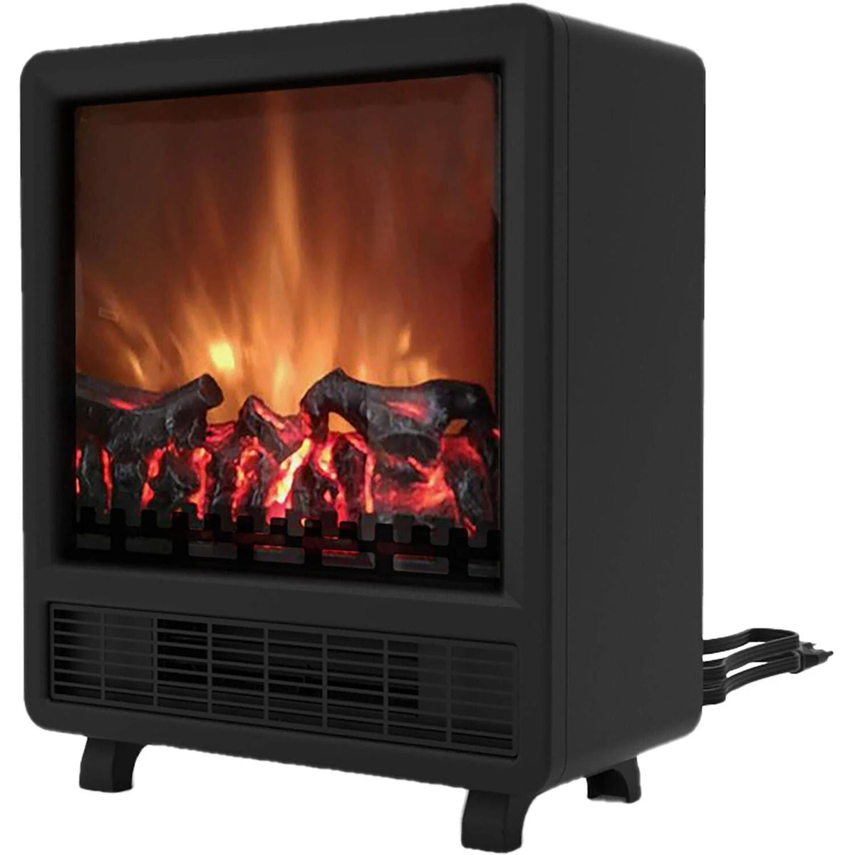 Black Electric Fireplace with Wood Log Insert D69511