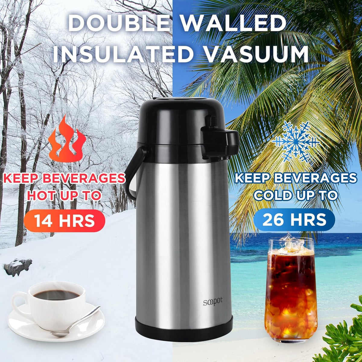 102oz Stainless Steel Thermal Insulated Coffee Dispenser with Pump G156660