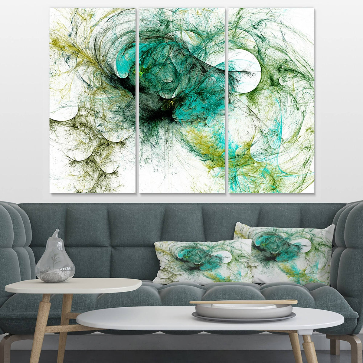 Green 3 Piece Graphic Art Canvas Set V5252