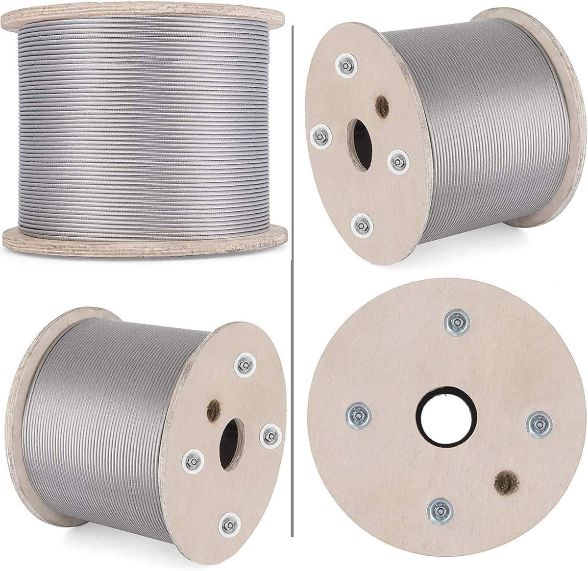 3/16 Inch 7x19 Stainless Steel Aircraft Cable Reel 500FT T316 Wire Rope D395