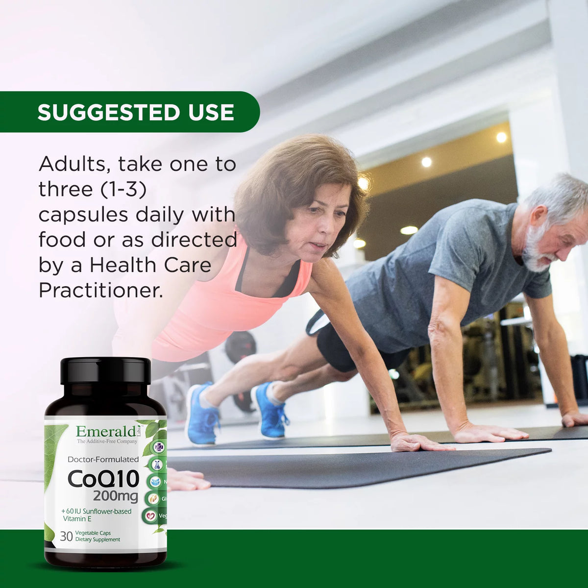 CoQ10 200 mg with Vitamin E 30 Capsules J6255