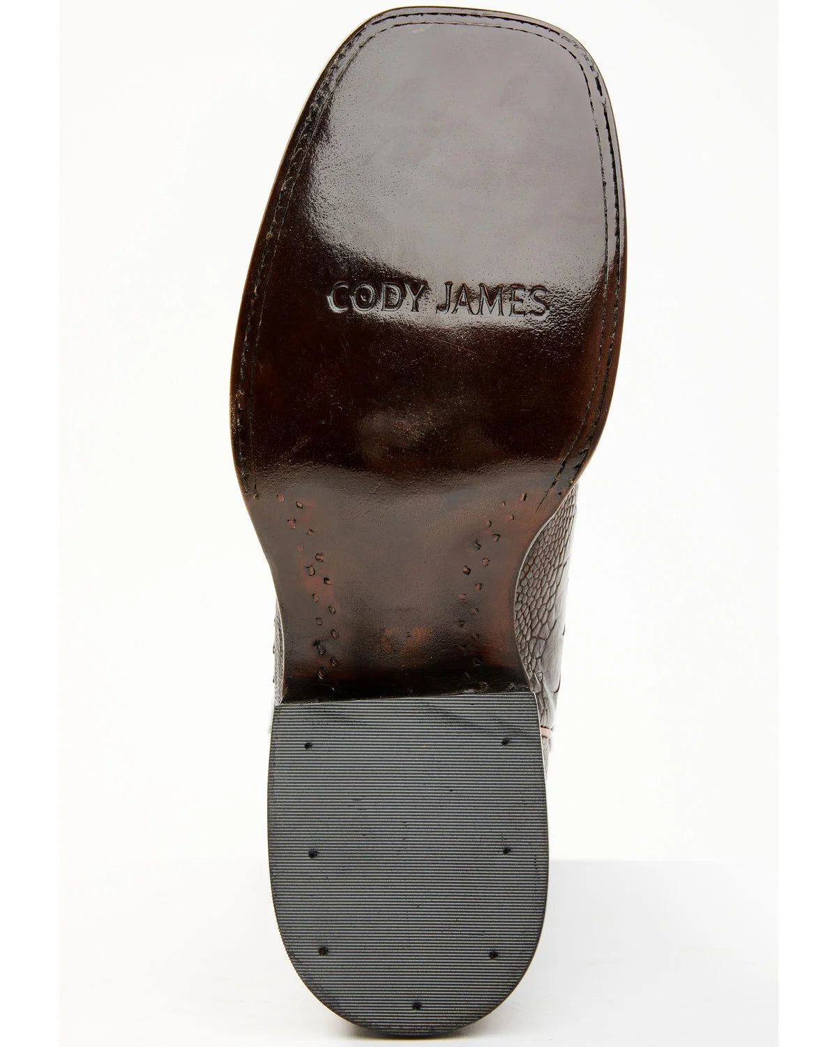 Antique Cafe Ostrich Leg Exotic Western Boot Broad Square Toe Brown 8.5 D(M) US T609495