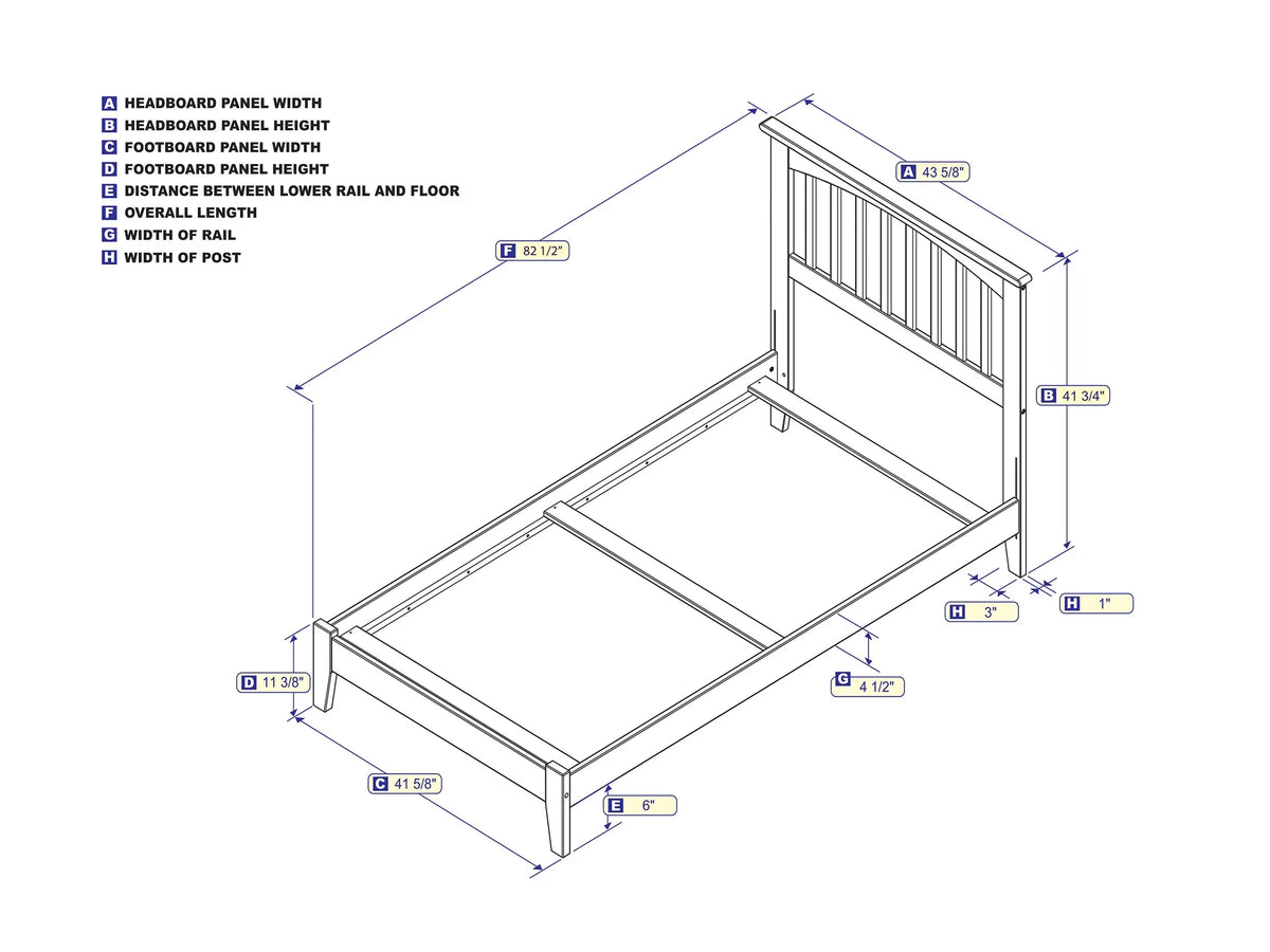 Twin XL Bed in Walnut K819527
