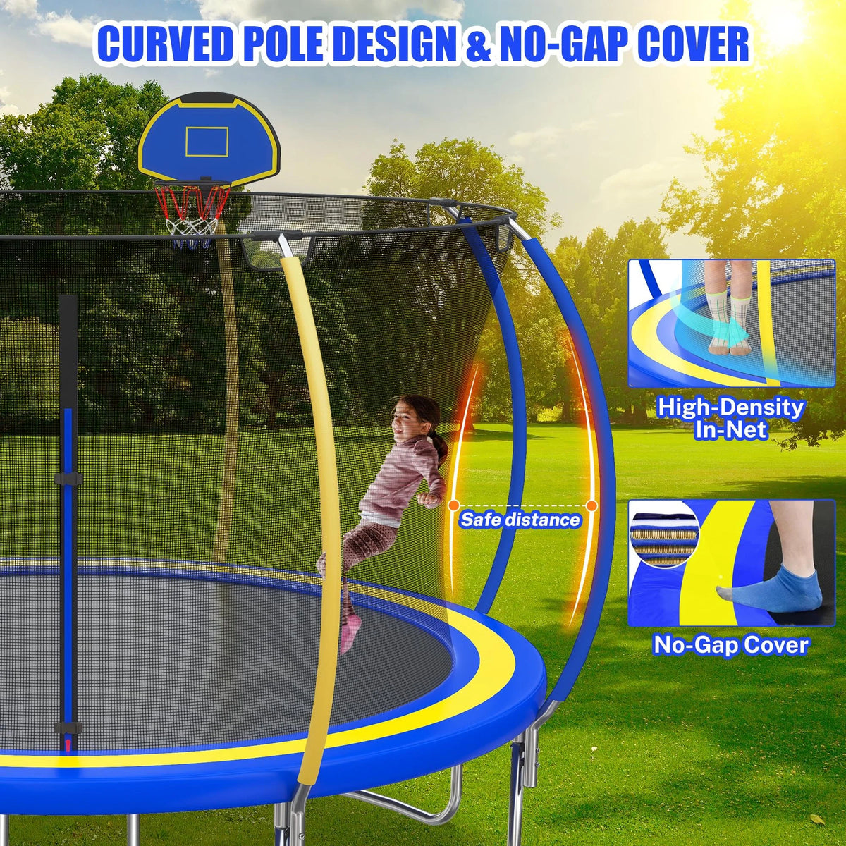 12FT Round Trampoline with Enclosure Net & Hoop Y7007