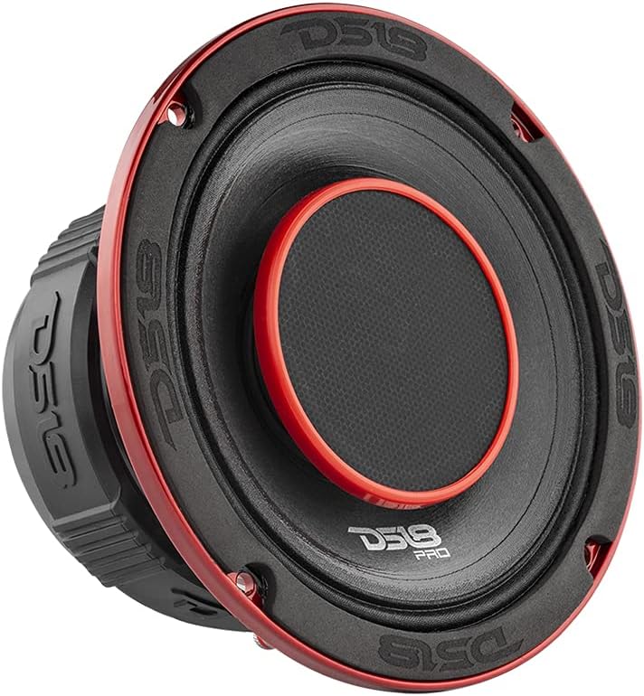 6.5-Inch 2 Way Pro Audio Midrange Speakers with Built-in Bullet Tweeter, 4-Ohms, 450W Max, 225W RMS, Red Metal Mesh Grill, Pack of 2 C429645