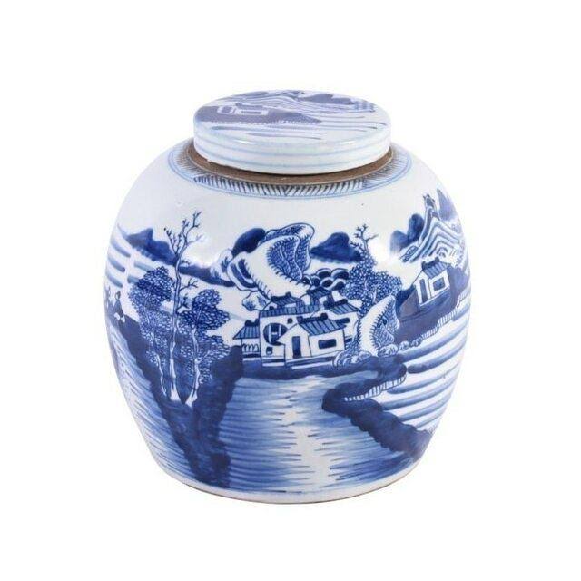 Blue & White Ancestor Jar with Landscape Design Z46628