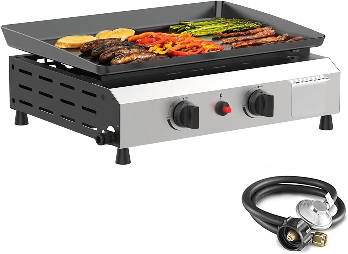 3 Burner Propane Gas Griddle with Side Shelves B7770