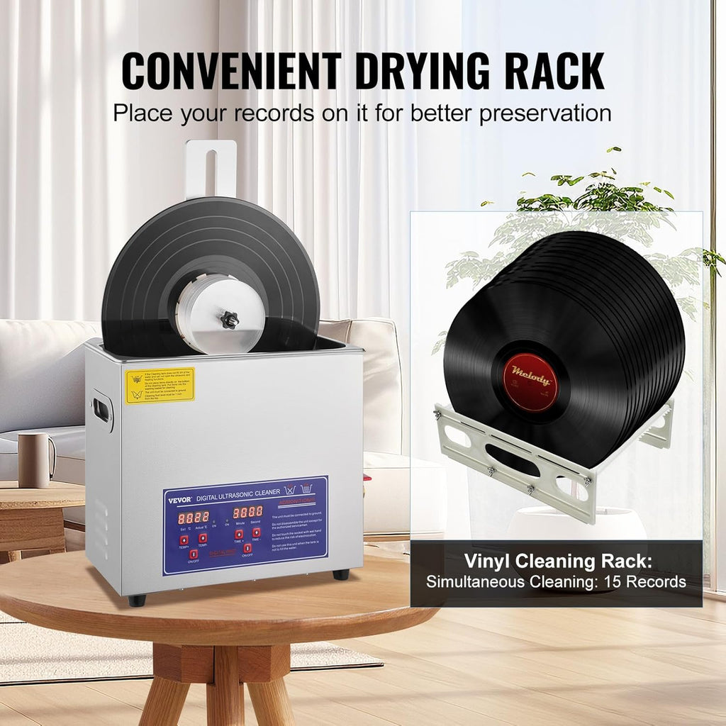 6L Ultrasonic Vinyl Cleaning Machine with Drying Rack Y625
