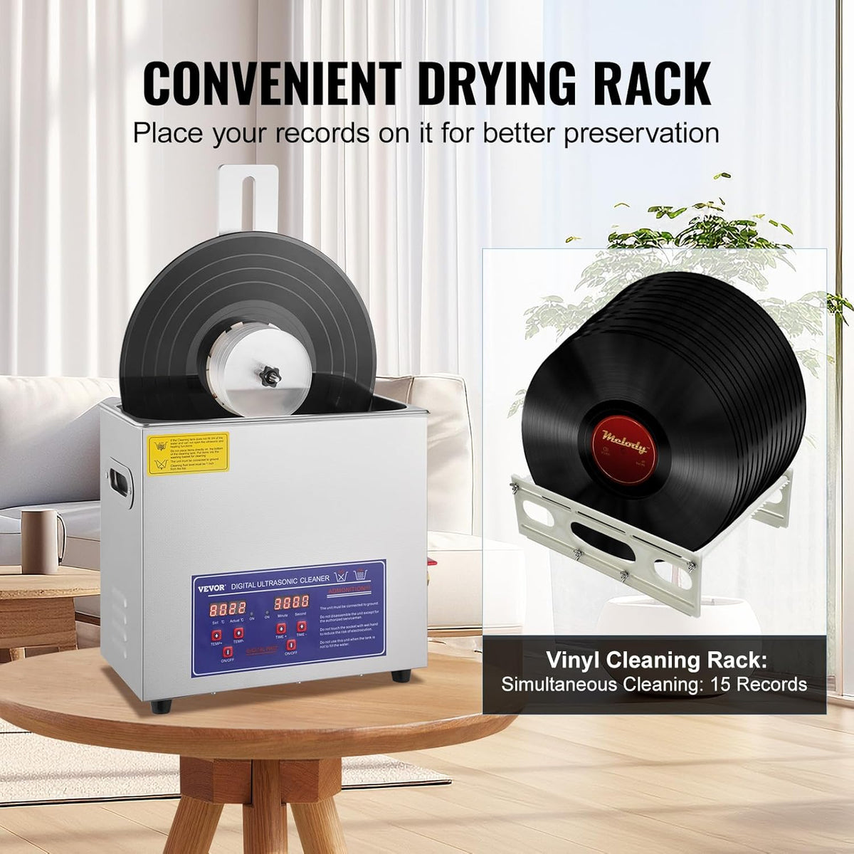 6L Ultrasonic Vinyl Cleaning Machine with Drying Rack Y625