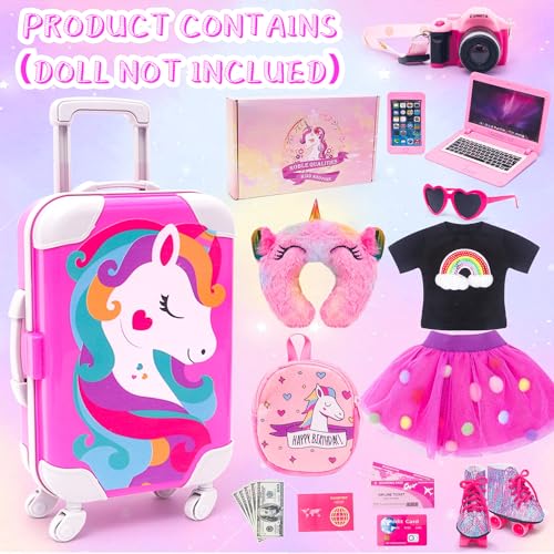 18 Inch Doll Travel Set Including Suitcase Luggage and Dress J140