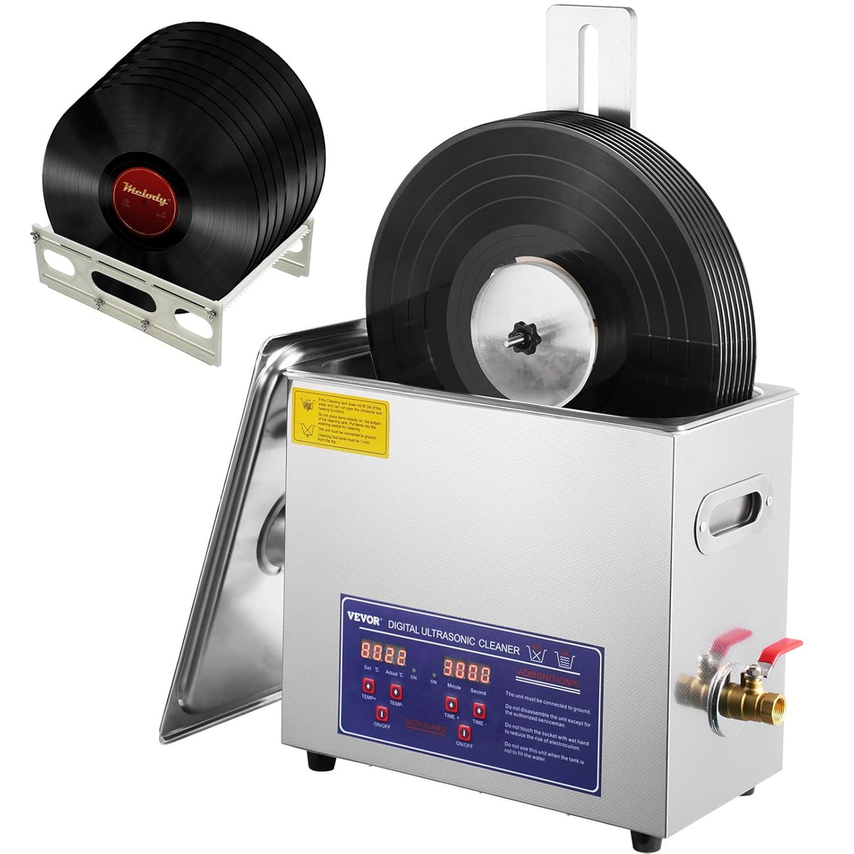 6L Ultrasonic Vinyl Cleaning Machine with Drying Rack Y625