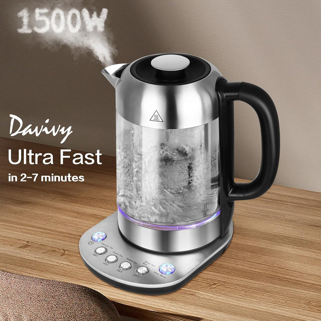 1.7L Borosilicate Glass Electric Kettle with Temperature Control L67525