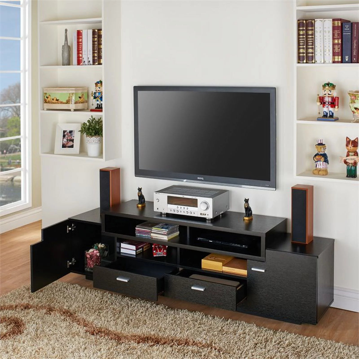 Black Wood 72-Inch TV Stand X6591