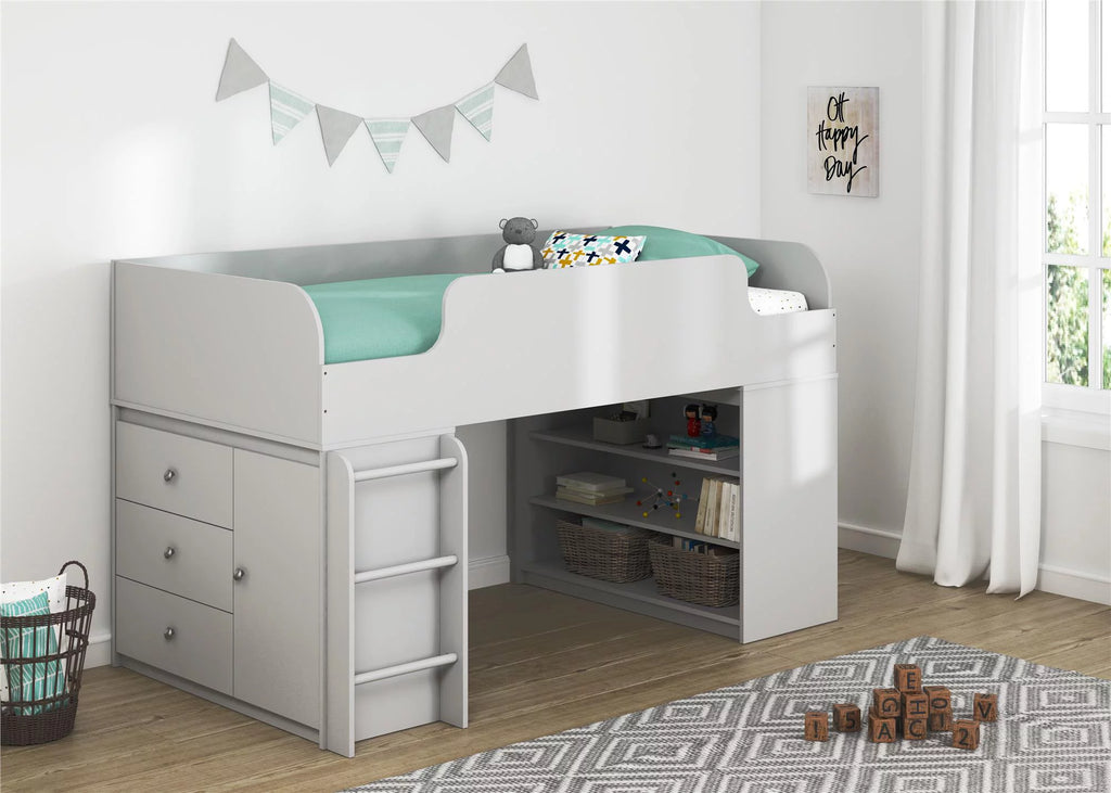Gray Loft Bed with Ladder I4102