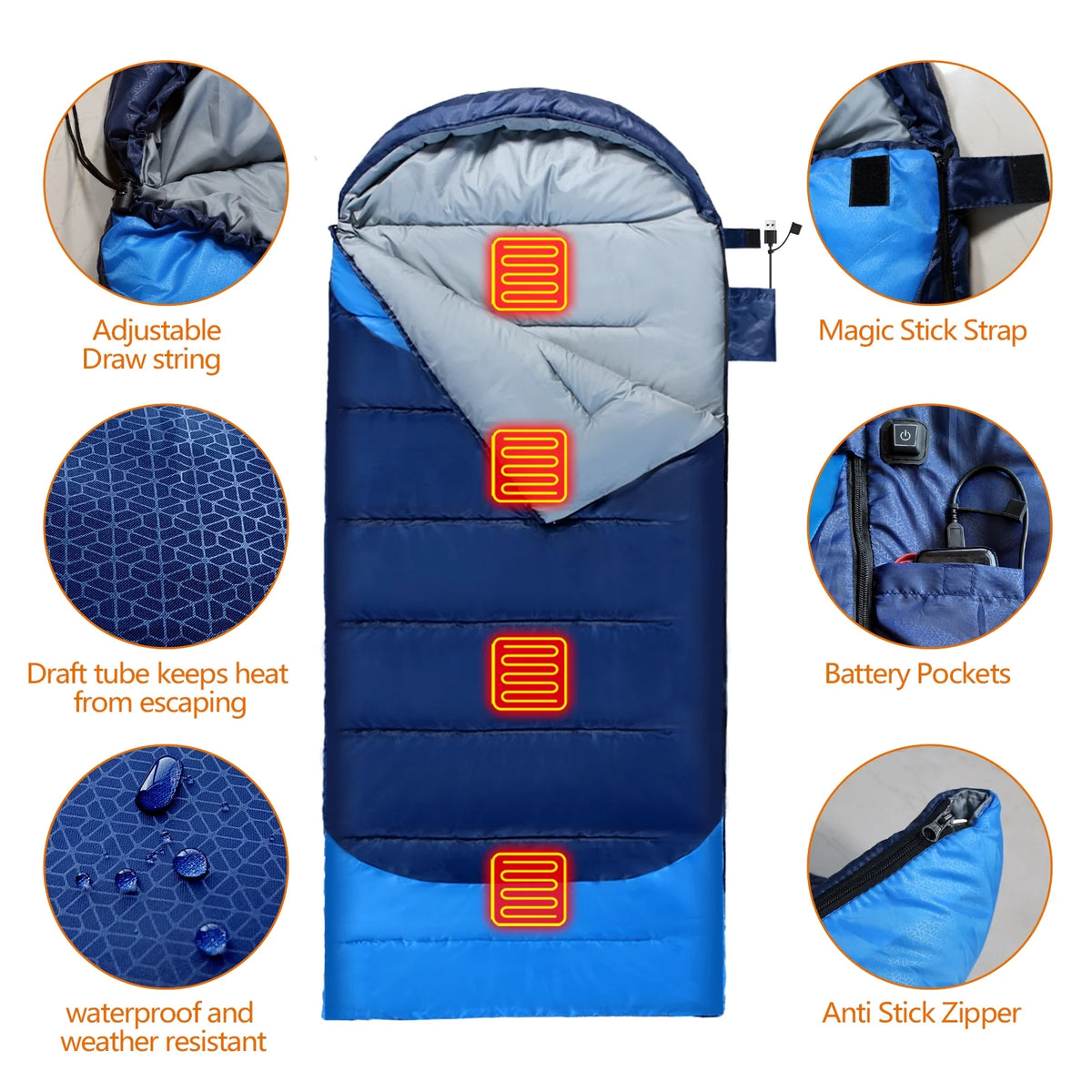 Heated Waterproof Lightweight Sleeping Bag H858932
